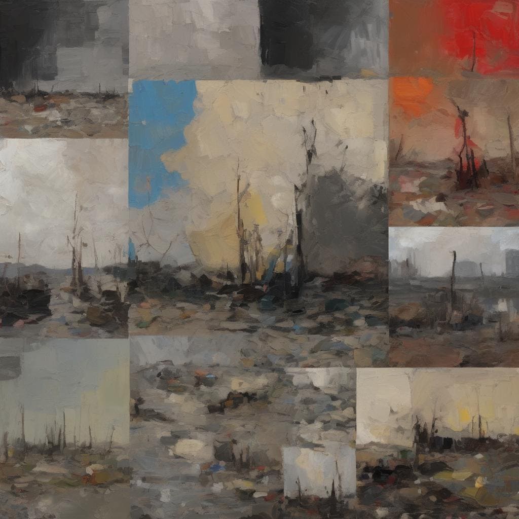 Φανταστικό σκηνικό με ζωγραφική τέχνη, συνδυασμός χρωμάτων και αιαβουργία, δημιουργώντας ένα εντυπωσιακό καμβά.